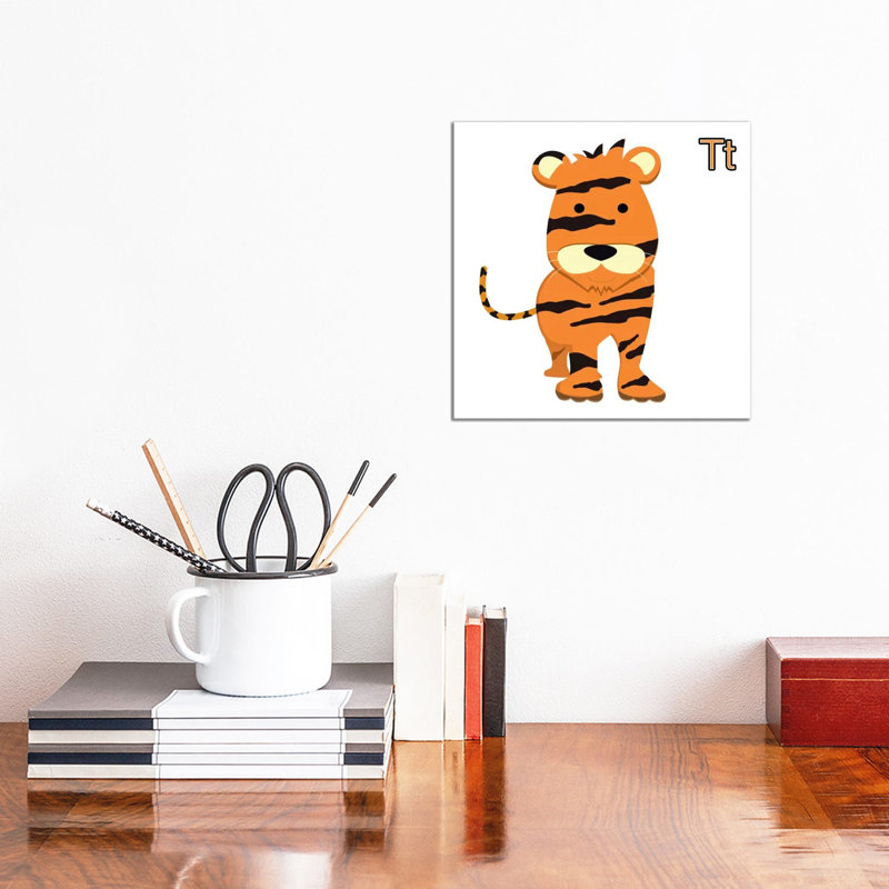 T For Tiger by 5by5collective - Wrapped Canvas Gallery-Wrapped Canvas Giclée, 30.48cm H x 30.48cm W