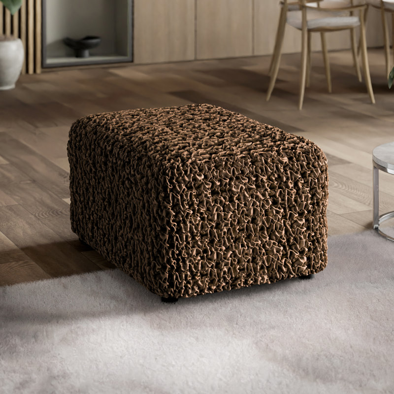 Housse extensible pour repose-pieds - Design exclusif et doux au toucher - Collection Fuco Velvet, Mélange de polyester brun
