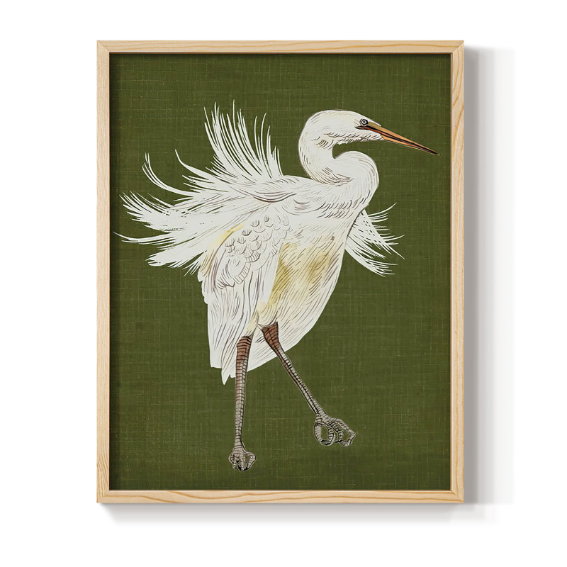 HeronPlumageI, reproduction encadrée - bois massif, H 15 po x l 12 po