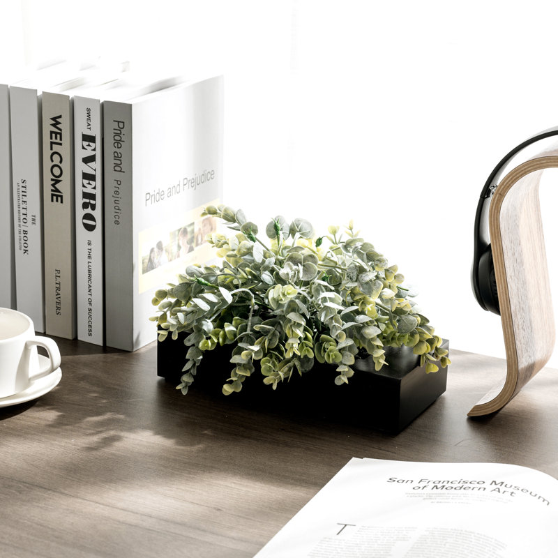 Artificial Eucalyptus Greenery Plant Black Pot