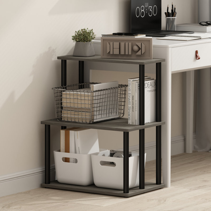 Turn-N-Tube 3-Tier Multipurpose Printer Stand Display Storage Shelf, Americano/Black, French Oak Grey/Black