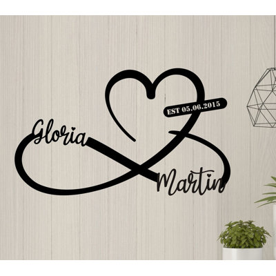 Décoration murale personnalisée en métal cœur et infini en métal pour la Saint-Valentin ou un cadeau de mariage