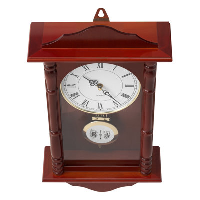 18 Inch Vintage Grandfather Pendulum Wall Clock with Precise Quartz Movement, Classic Decorative Timepiece for Home, Living Room & Entryway