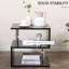 Table de bout, table d'appoint d'appoint, table basse en forme de S avec tablette de rangement et poteaux en acier-1846142911