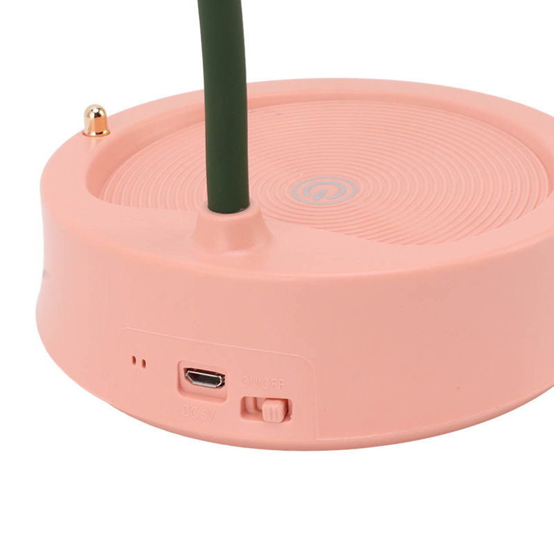 Lampe de bureau 3W à DEL tactile 3 vitesses à intensité variable pliable en forme de pétale de table USB 5V rose