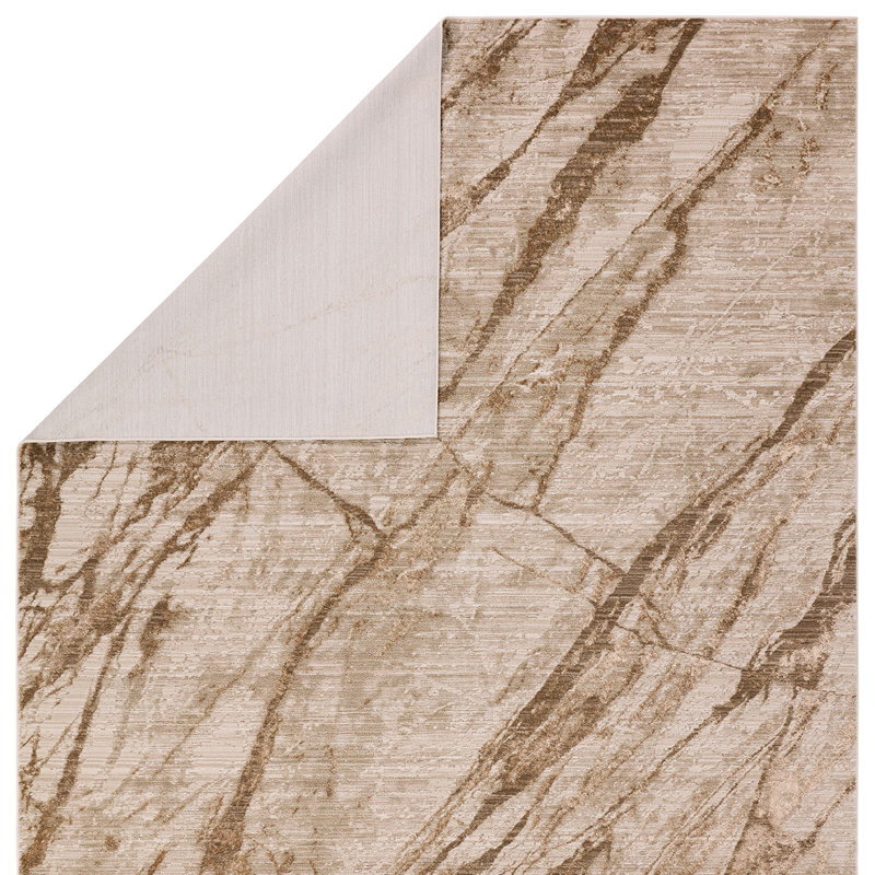 Abstract Tan Area Rug, Rectangle 6' x 9'3"