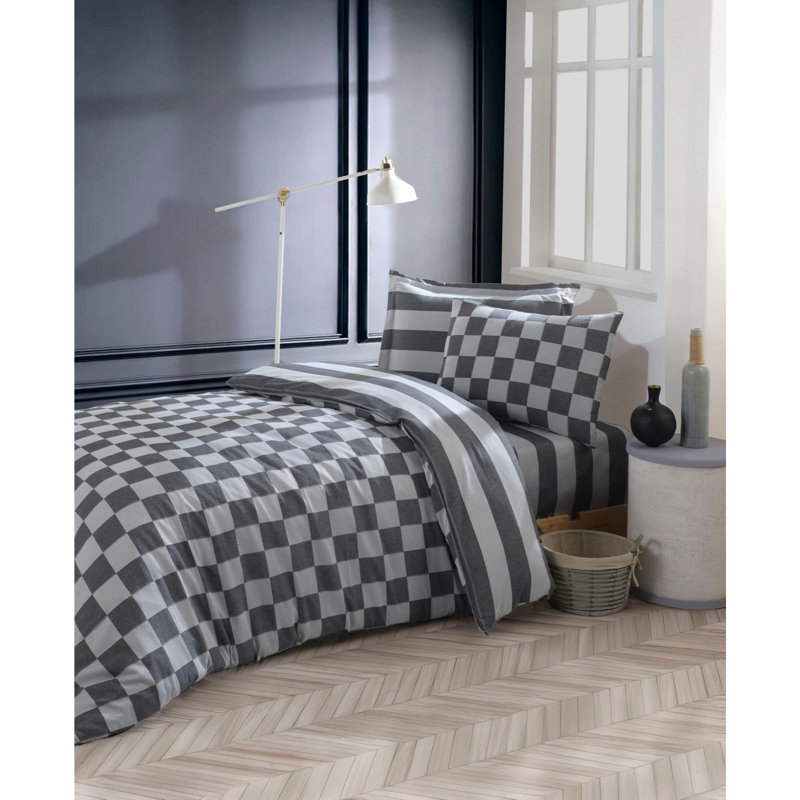 Ensemble de housse de couette noire XXL, 61 x 87, 70% coton / 30% polyester | Comprend 1 taie d'oreiller 31,5 x 31,5 | Lavable à la machine à 30 ° C, 120 fils au pouce carré | Élégante fermeture à boutons pour courtepointe et enveloppe pour oreiller