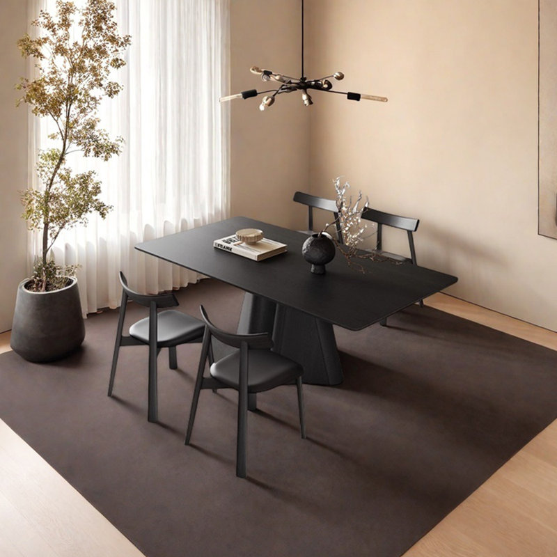 Ensemble de table de salle à manger multicouche noire, H 29,53 po x L 55,12 po x l 31,5 po