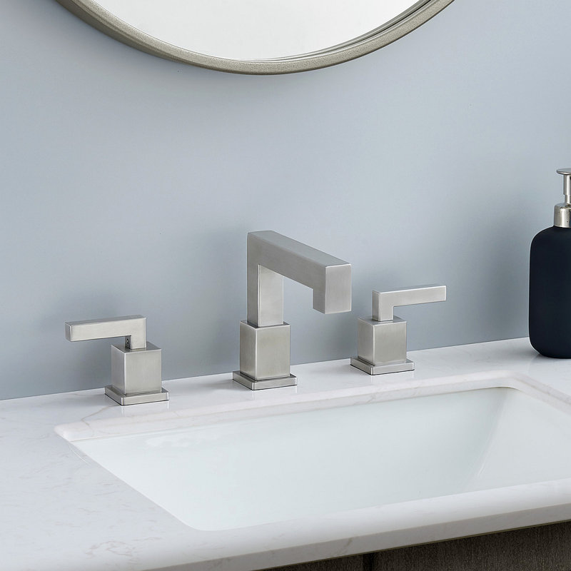 Widespread Bathroom Faucet, Waterfall Bathroom Faucets For Sink 3 Hole, 2-Handles Modern Vanity Faucet With Pop Up Drain Assembly And Lead-Free Supply Hose