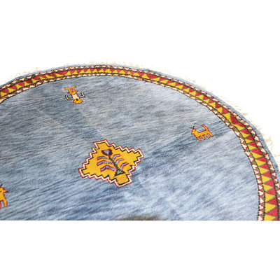 Tapis bleu noué à la main de haute qualité