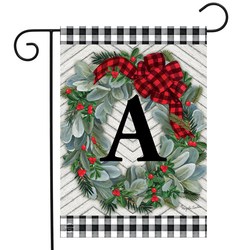 Hiver, couronne, monogramme, lettre A, drapeau du jardin