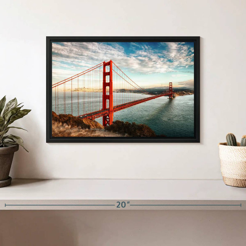 Pont rouge Golden Gate, 13 po x 9 po, Cadre flottant noir