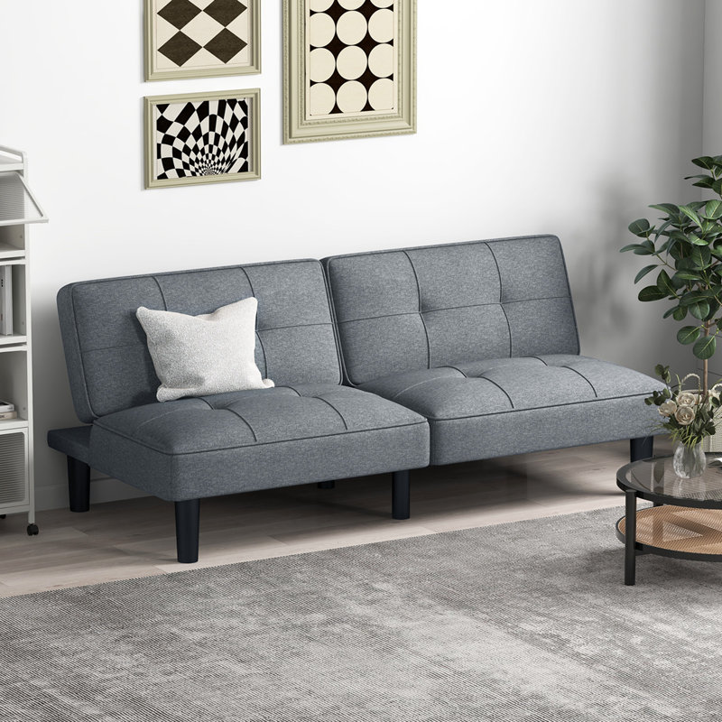 Ebern Designs Convertible Folding Futon Sofa Bed With 6-position Adjustable Backrest Cushion