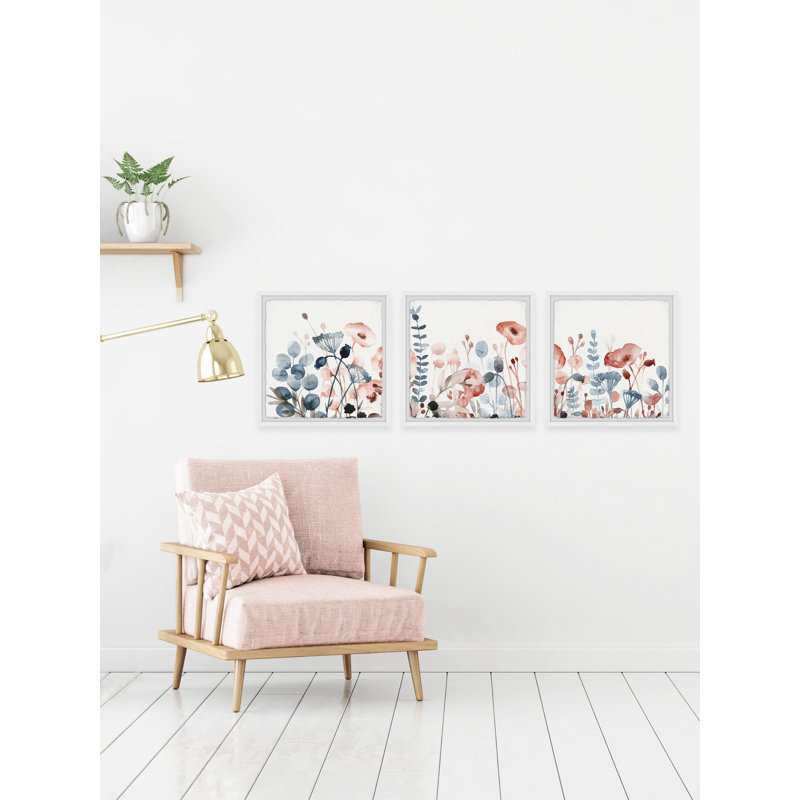 Joli coquelicot triptyque, H 32 po x l 32 po