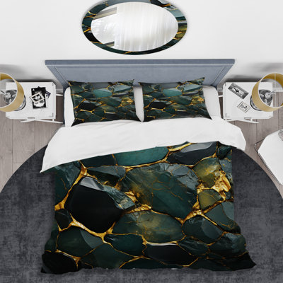 Ensemble de housse de couette Green Marble