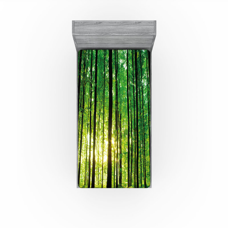 Ensemble de draps-housse Ambesonne Forest, Drap-housse de taille simple