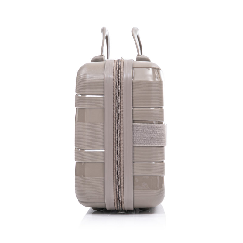 Ensemble de valises en polypropylène 4 pièces champagne avec étui à cosmétiques 14 po, valises pivotantes 20 po / 24 po / 28 po