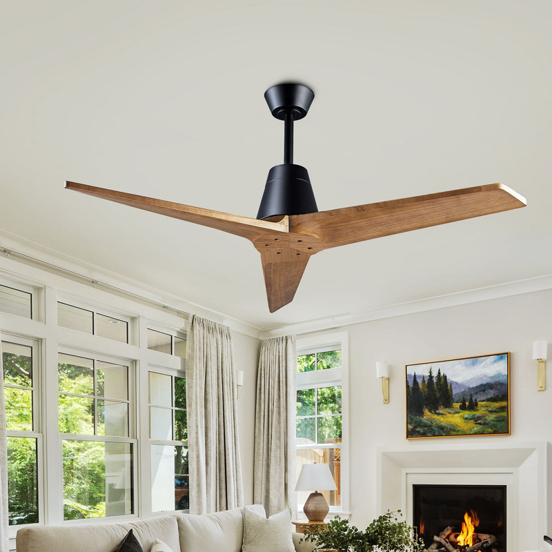 Ventilateur de plafond 52 pouces avec télécommande, ventilateur intérieur ou extérieur, sans lumière, moteur à courant continu réversible, 3 pales haute puissance par minute