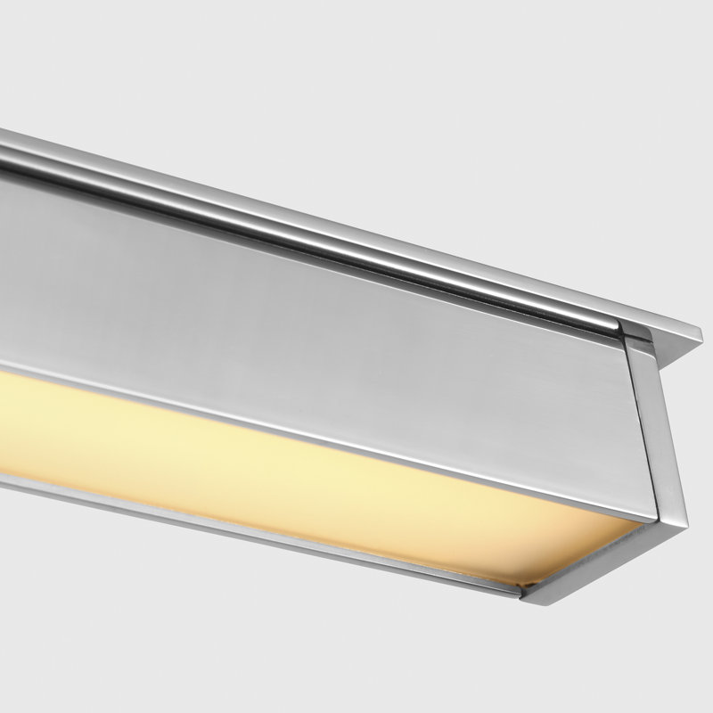 Mick De Giulio Stagger 1-light Linear Chandelier in Polished Stainless Steel with Acrylic shade, 63.3" H x 1.3" W x 47.4" D 