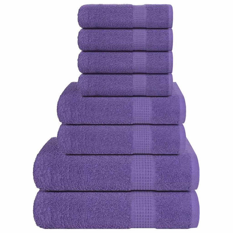 100% Cotton Mulit-Size Set, 8 Piece Towel Set, Purple