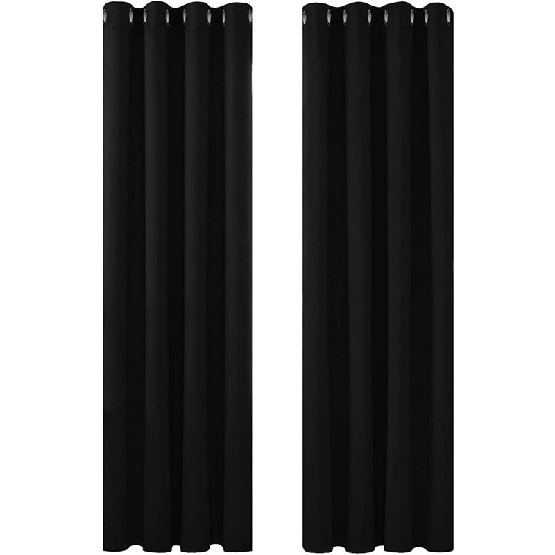 Blackout Curtain Pair, 140 W x 180 D cm, Black