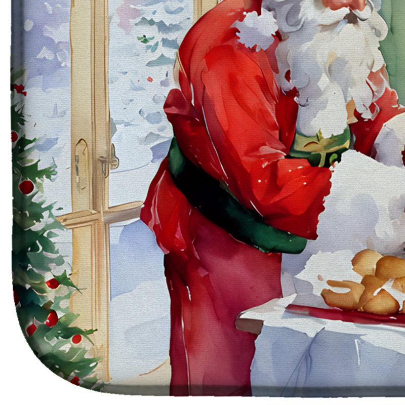 Santa Claus Christmas Scene Absorbent Dish Drying Mat