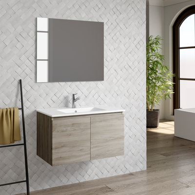 Ensemble de meuble-lavabo mural simple 32" avec miroir Jasso