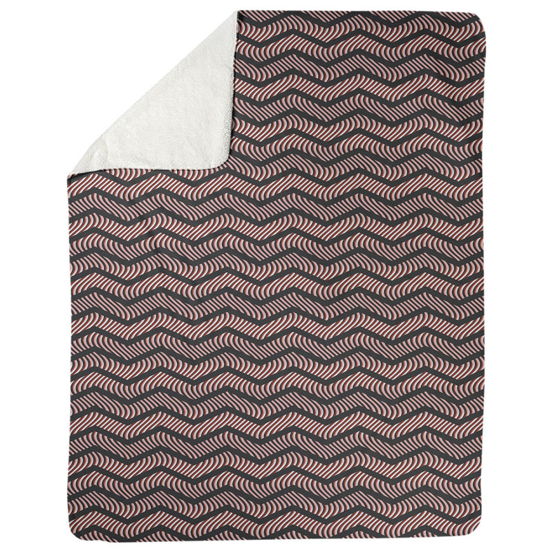 Couverture polaire à chevrons ondulés, l 60 po x L 80 po, Noir / rouge