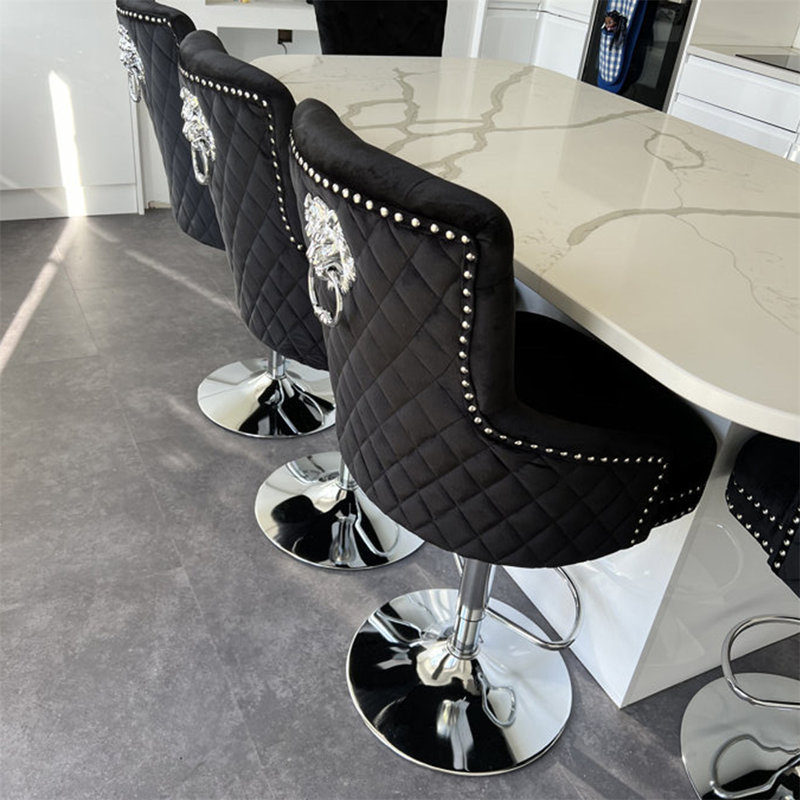 Rish Swivel Upholstered Adjustable Height Counter Stool with Metal Frame, Black