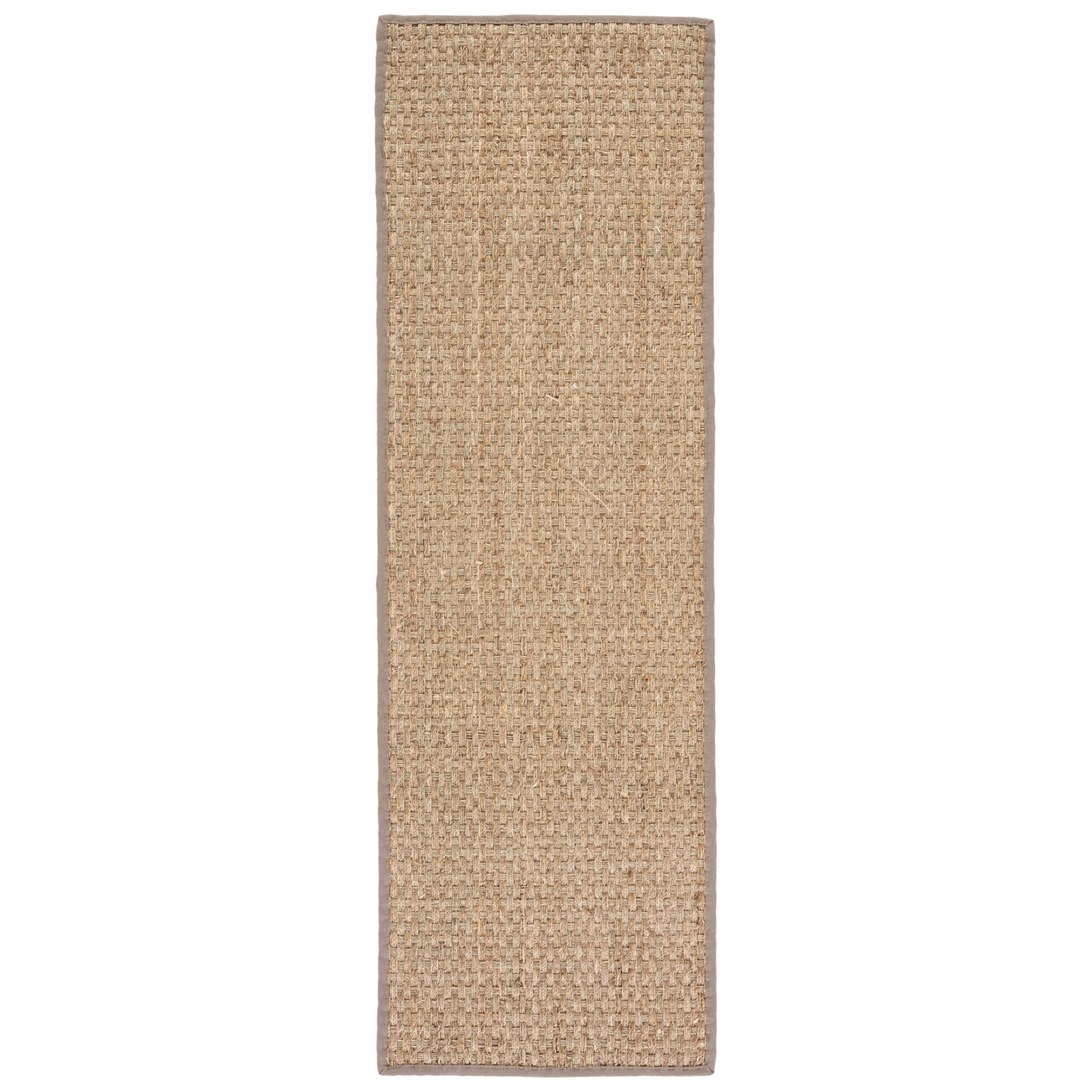Auckland Bamboo Slat/Seagrass Natural/Gray Area Rug, Runner 2'6" x 8'