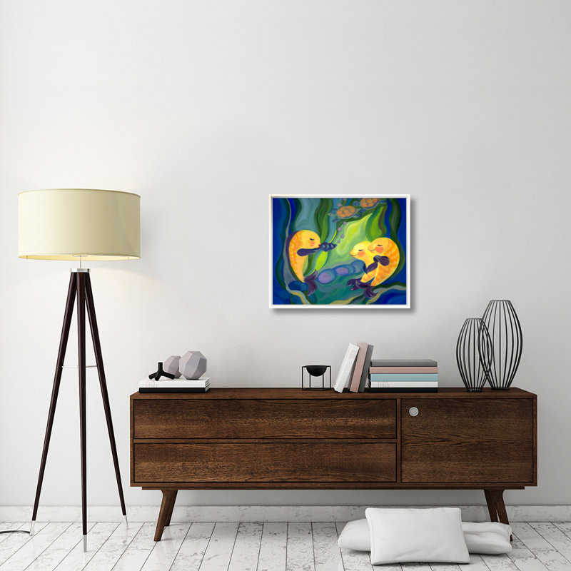 " Fishy Solo " by Tummy Rubb Studio, White Double Bright Framed Print, 30" H x 36" W x 1.5" D