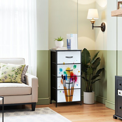 4 Drawer Dresser for Bedroom, Narrow Chest of Drawers, Wooden Top and Study Iron Frame 18"x37.5"-(WxH)