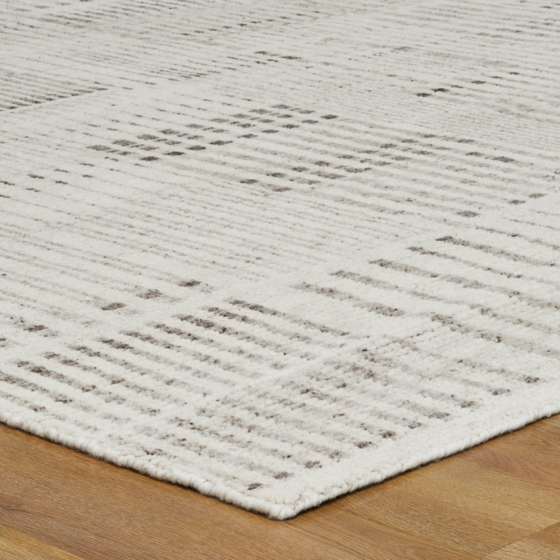 Meridian Weathered Stone Wool Hand Knotted Area Rug, Ivory/Brown, Rectangle 8' x 10'