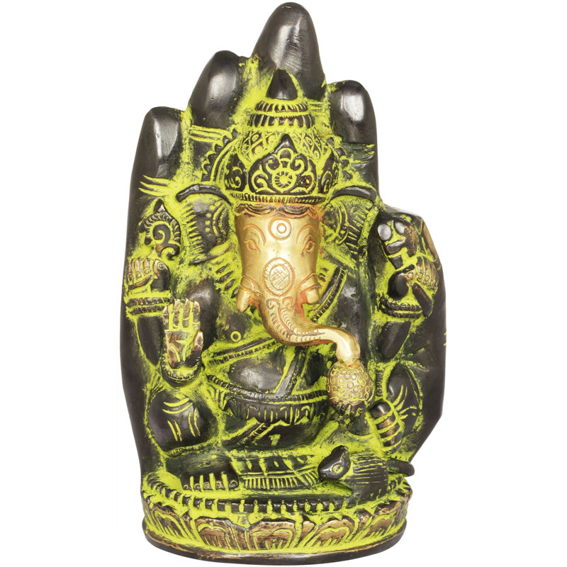 Statue de Lord Ganesha, Noir / or