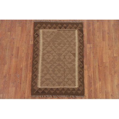 Brown Wool Kilim Oriental Area Rug 3x4