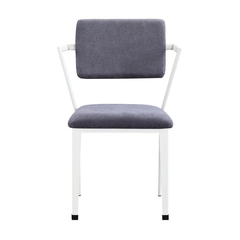 Chaise de bureau rembourrée Prince avec structure en métal, Gris / Blanc
