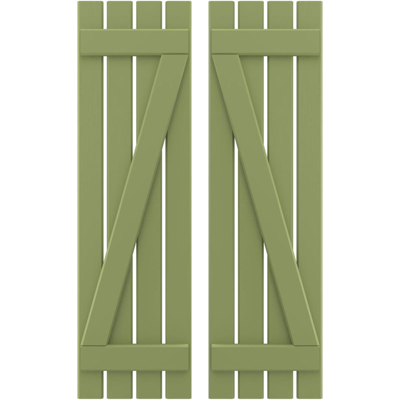 Volets de planche-n-lattes avec barre en Z (par paire) Americraft (2 lattes), Vert mousse, 15 1/2", 77"