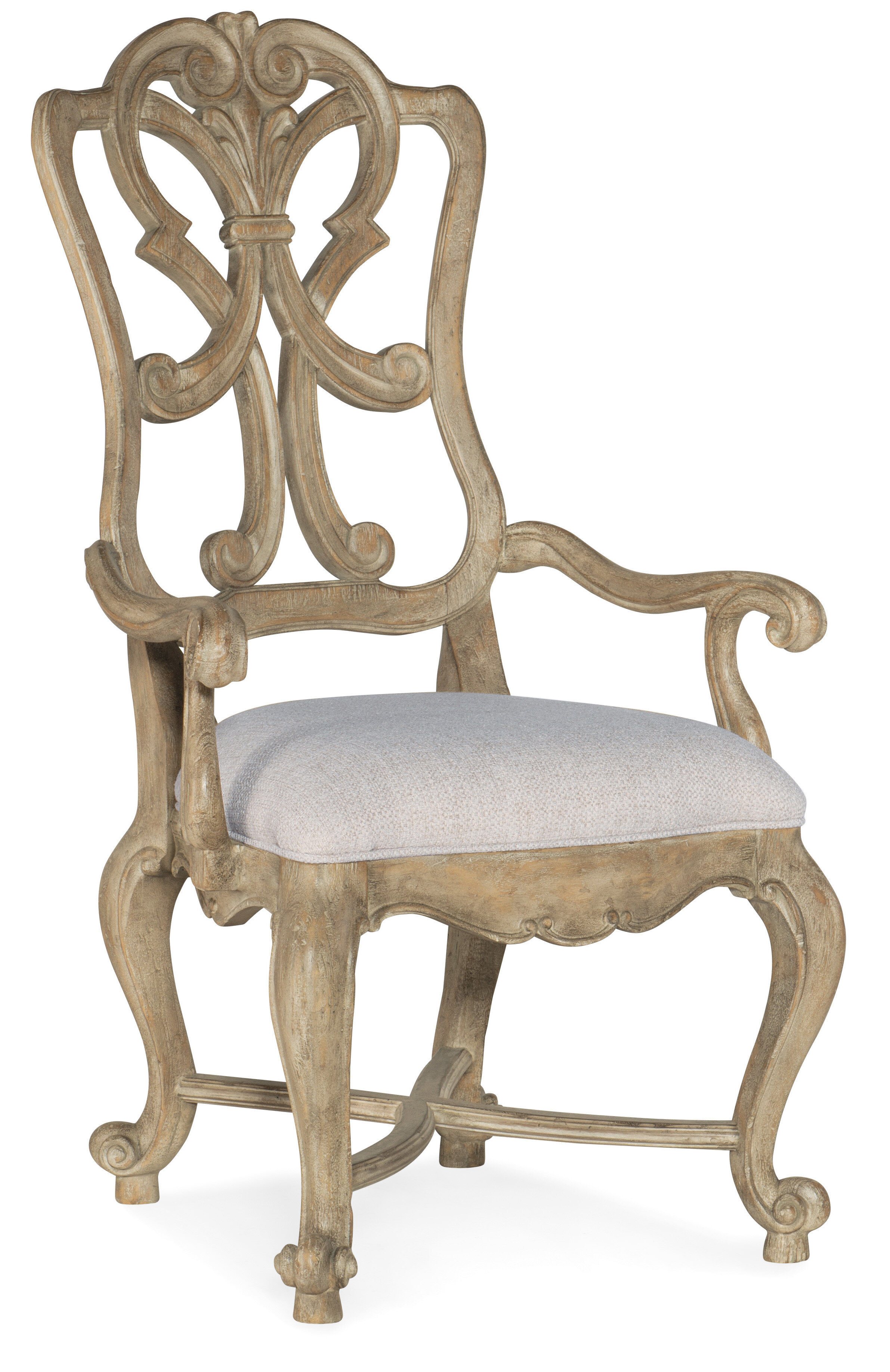 Jahidur King Louis Solid Wood Back Arm Chair (Set of 2) Gracie Oaks Frame Color: Natural, Upholstery Color: Brown