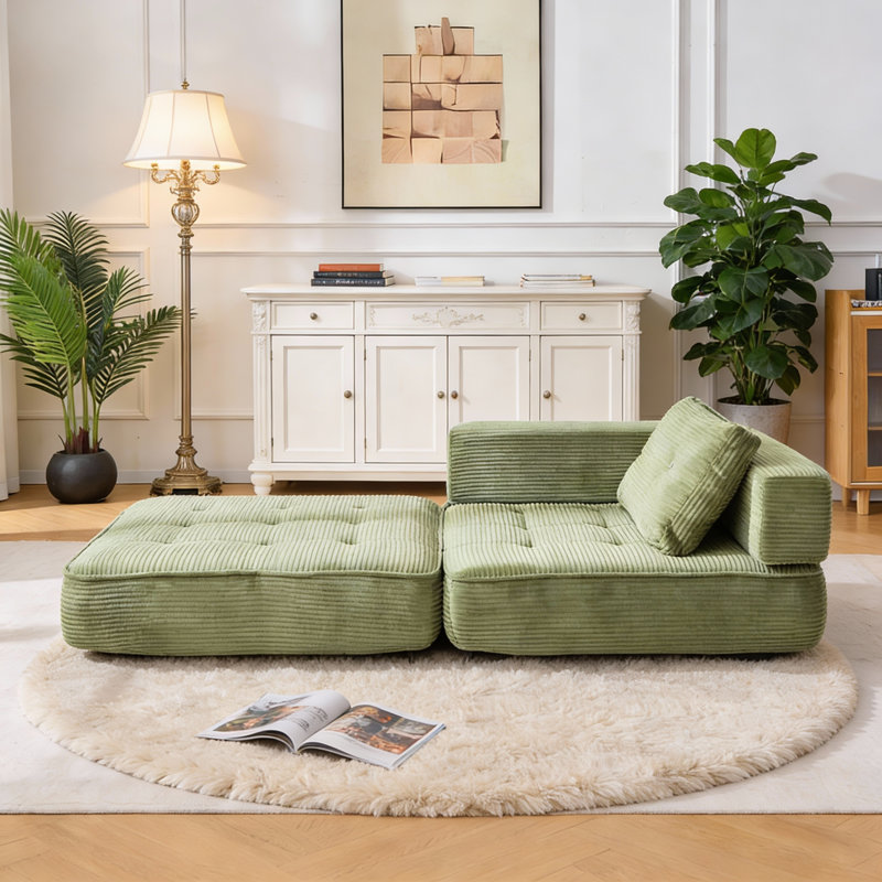 2 Seater Corduroy Sofa, Green