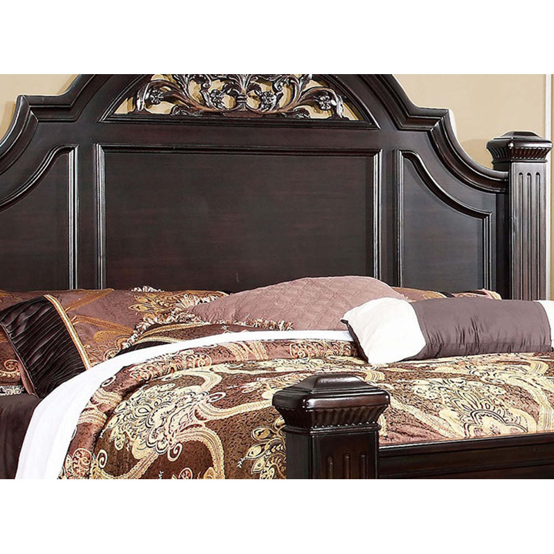 Panneau à panneau 1pc style contemporain (seulement lit), Très grand, Noyer foncé