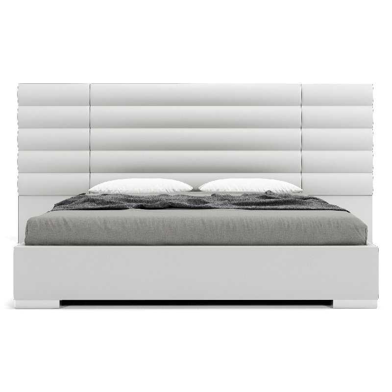 Instinct Tufted Upholstered Low Profile Platform Bed, Queen, Pearl Gray Eco Leather