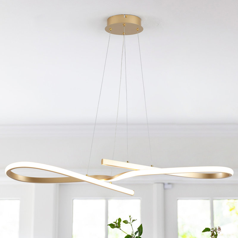 Catharinus 1-Light Modern Linear Geometric Integrated LED Chandelier Unique/Statement Chandelier, Gold