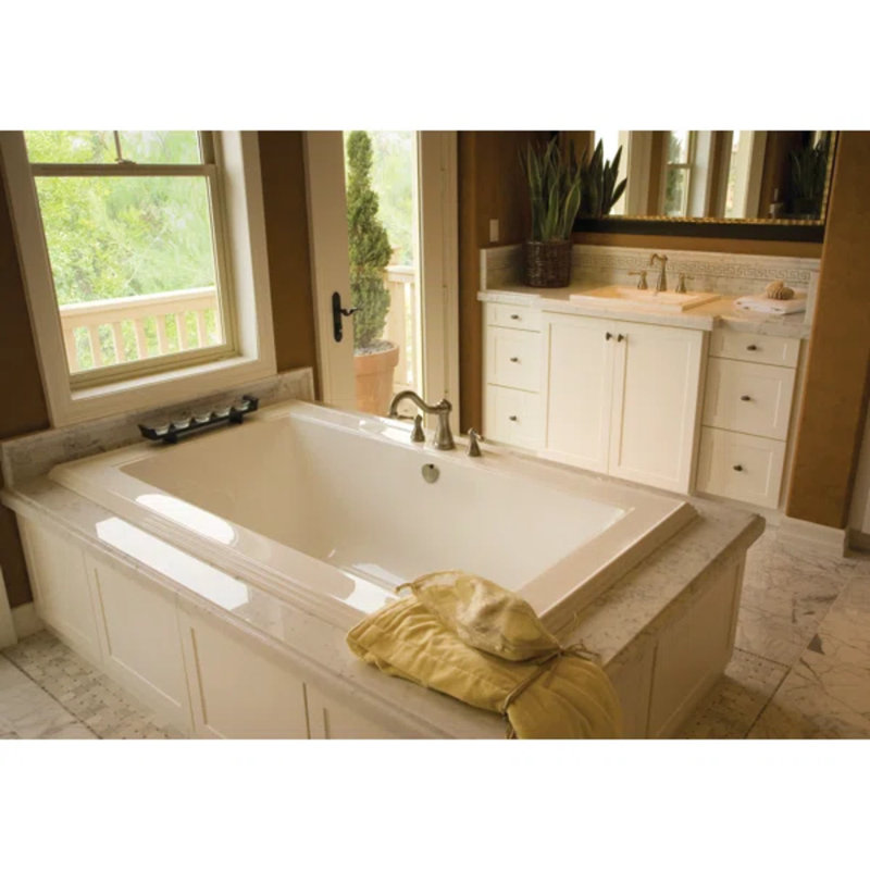 Angel 72'' x 42'' Acrylic Bathtub, Almond, Polished Chrome