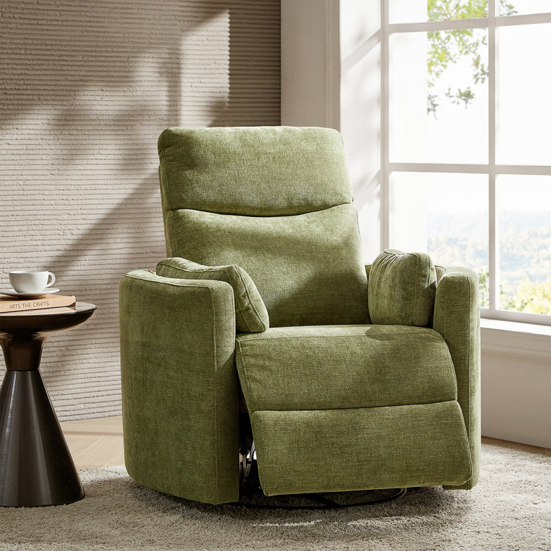Anneisha Modern Swivel Rocker Power Recliner with Moveable Pillows, Green