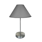 Brushed Chrome Table-lamp Complete With 12 Inch Cotton Coolie Shade – Navy