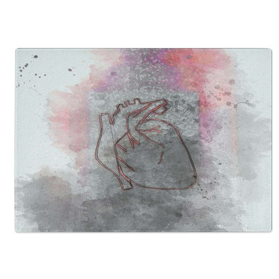 Tempered Glass Anatomical Heart Sign Chopping Board