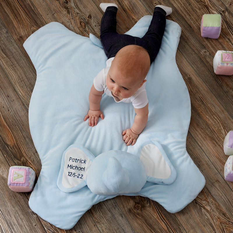 Tapis de jeu en polyester brodé éléphant