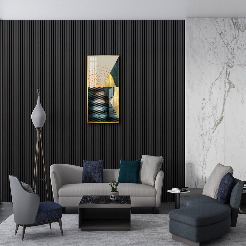 Ahkai 60 cm x 240 cm Wall Paneling, Charcoal Black