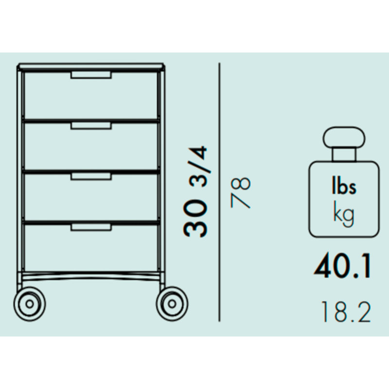 Mobil Drawer Storage, Translucent Cobalt, With Wheels, 6 Hi
