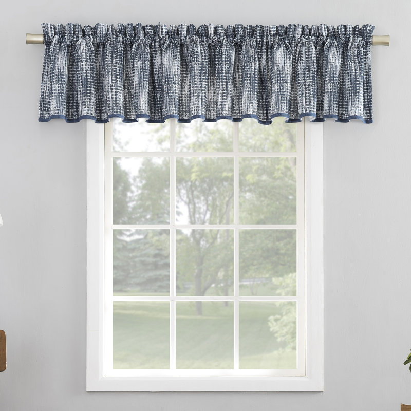 Stalbridge Checkered Solid Window Valance, Navy Blue
